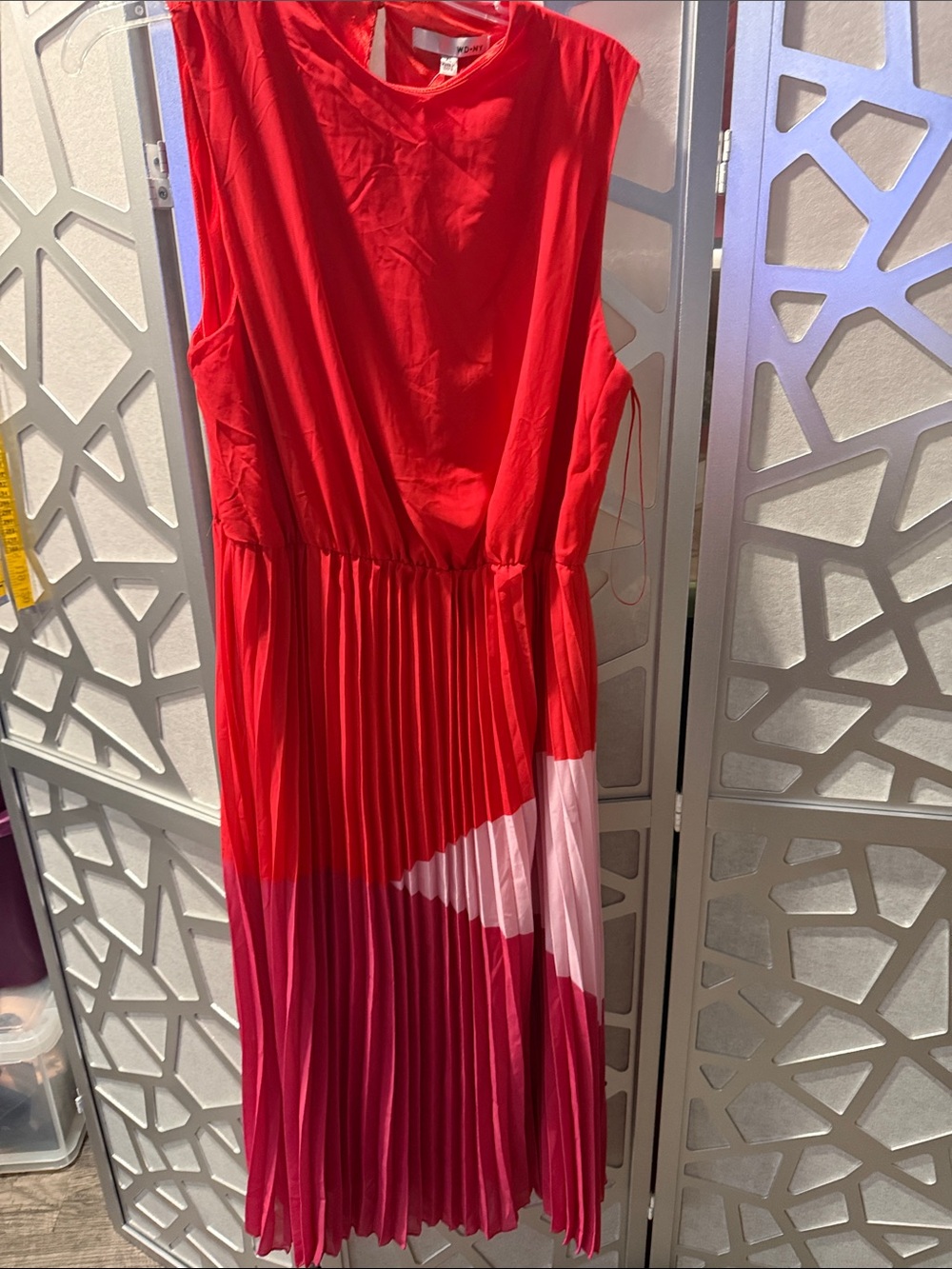 WD.NY Vibrant Red Satin Sleeveless Dress